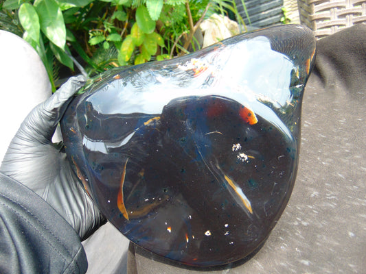 1824 gr Full Polished 21x20x7 cm Indonesian Dark Blue Amber for Healing AR113