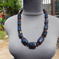 106 gr Small Necklace beads Indonesian Black Blue Amber for Healing A13K223