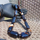 118 gr Small Necklace beads Indonesian Black Blue Amber for Healing A11K219