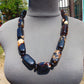 118 gr Small Necklace beads Indonesian Black Blue Amber for Healing A11K219