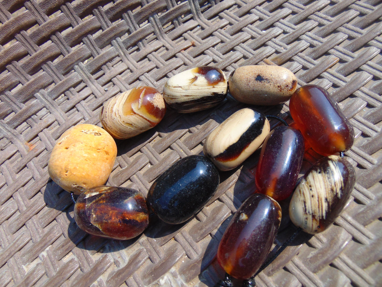 163 gr Small Necklace beads Indonesian Red White Amber for Healing A11K231