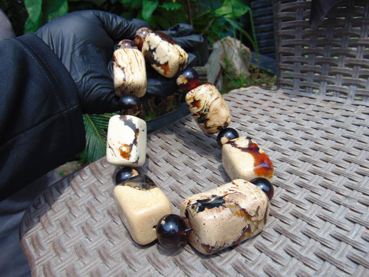 307 gr 15 beads Big Necklace Indonesian white Amber for Healing AWKK5