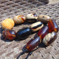 163 gr Small Necklace beads Indonesian Red White Amber for Healing A11K231