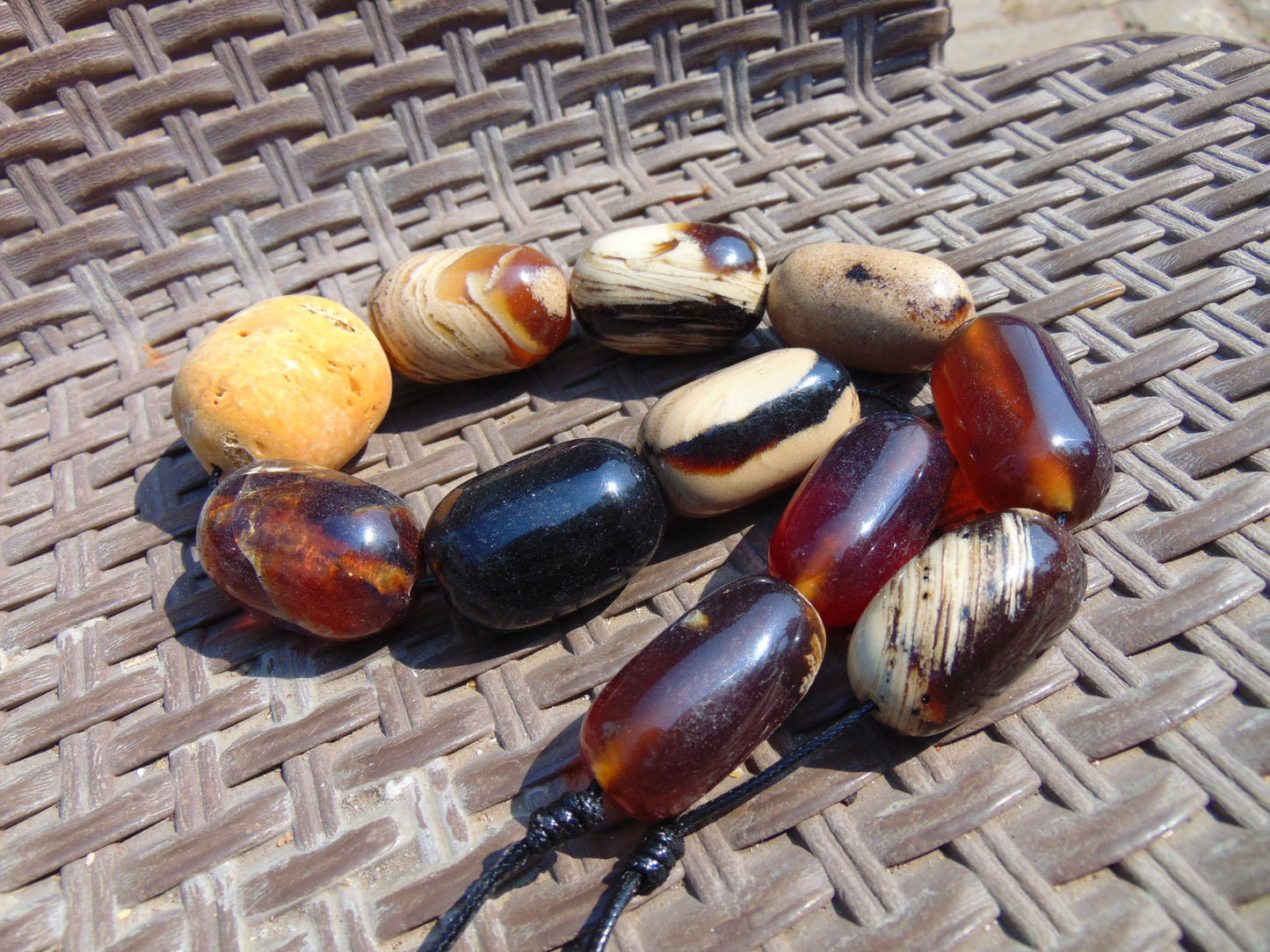 163 gr Small Necklace beads Indonesian Red White Amber for Healing A11K231