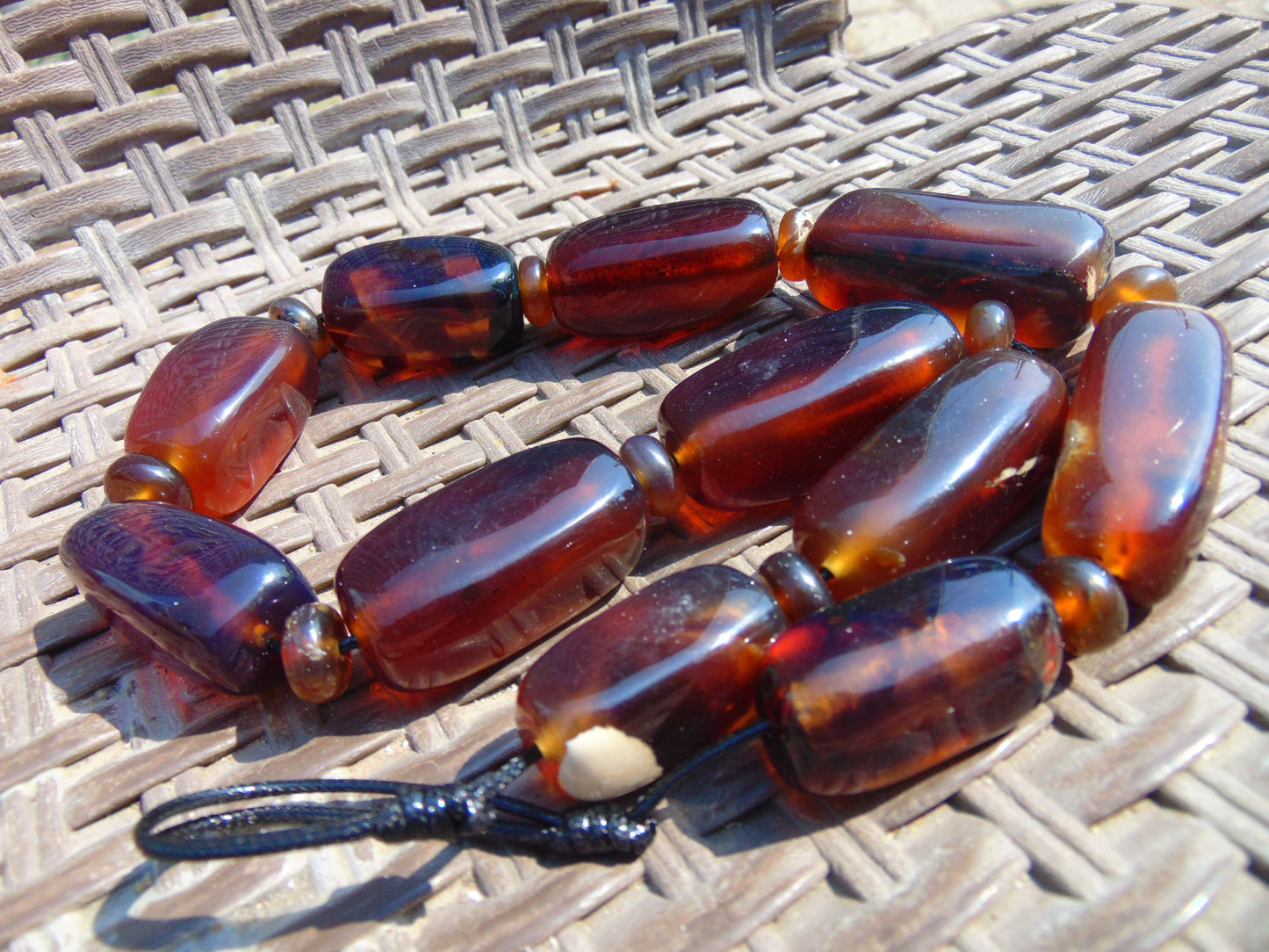 135 gr Small Necklace beads Indonesian Blue Amber for Healing A11K224