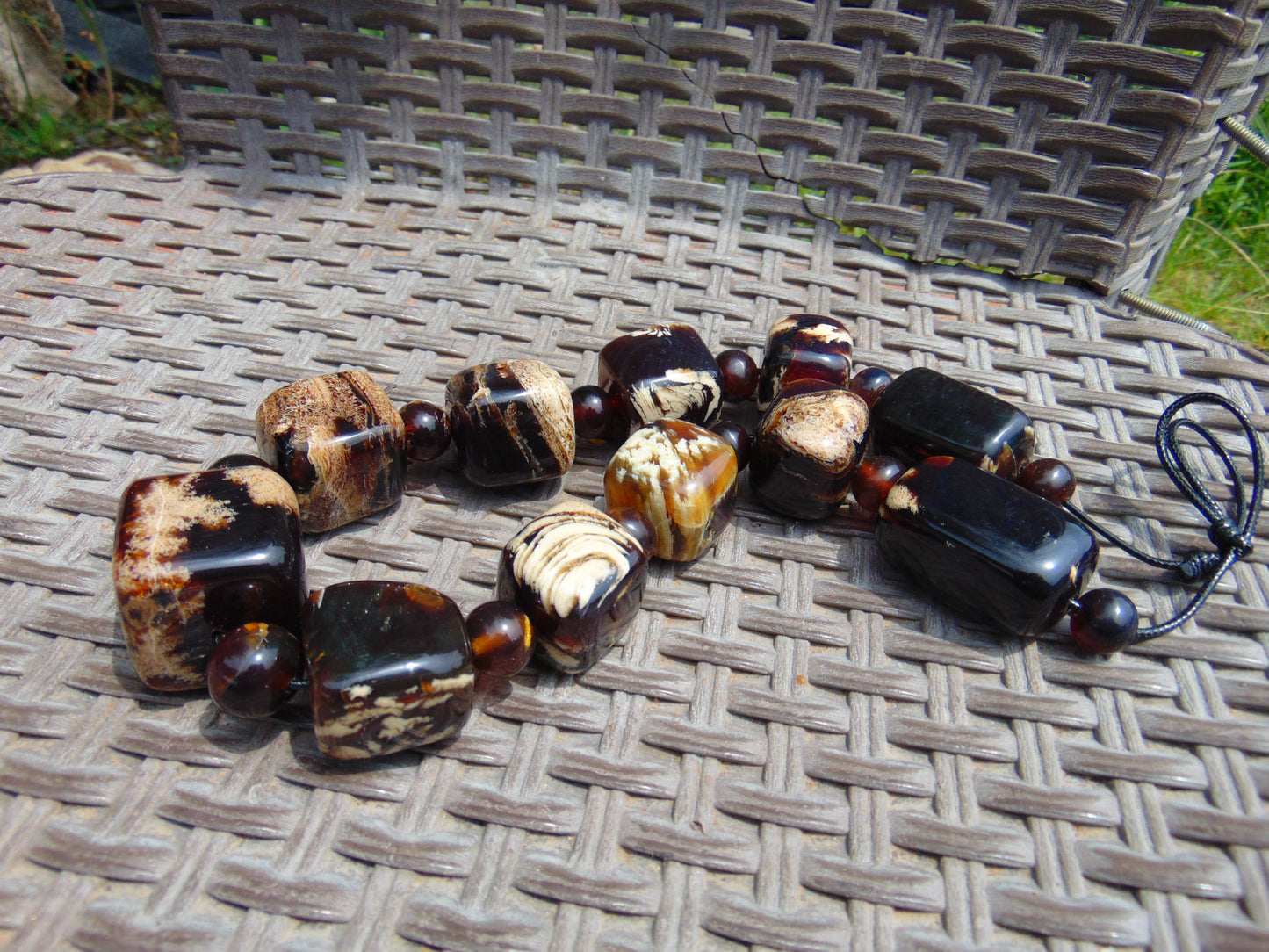 209 gr 23 beads Big Necklace Indonesian white Amber for Healing AWKK11