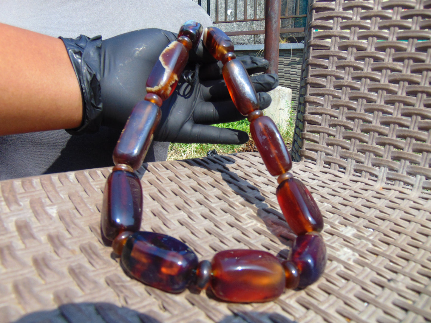 135 gr Small Necklace beads Indonesian Blue Amber for Healing A11K224