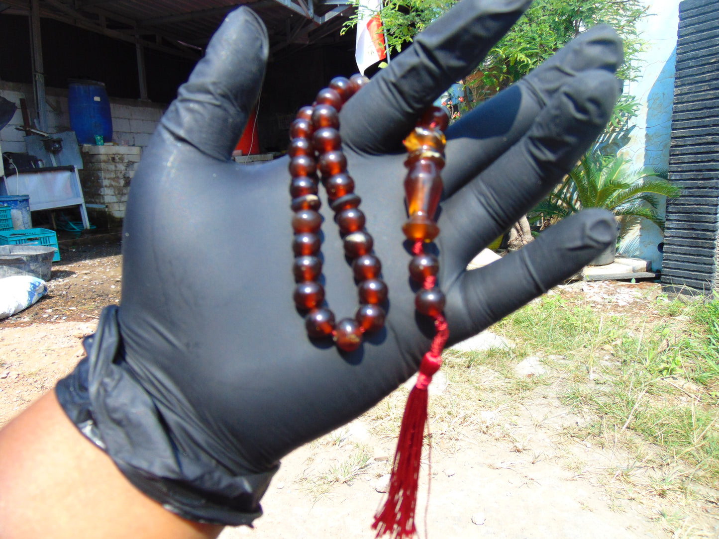 15 gr Tasbih Mesbah Rosary 33+2 Beads 8 mm Indonesian Red Amber for Healing 26RF19