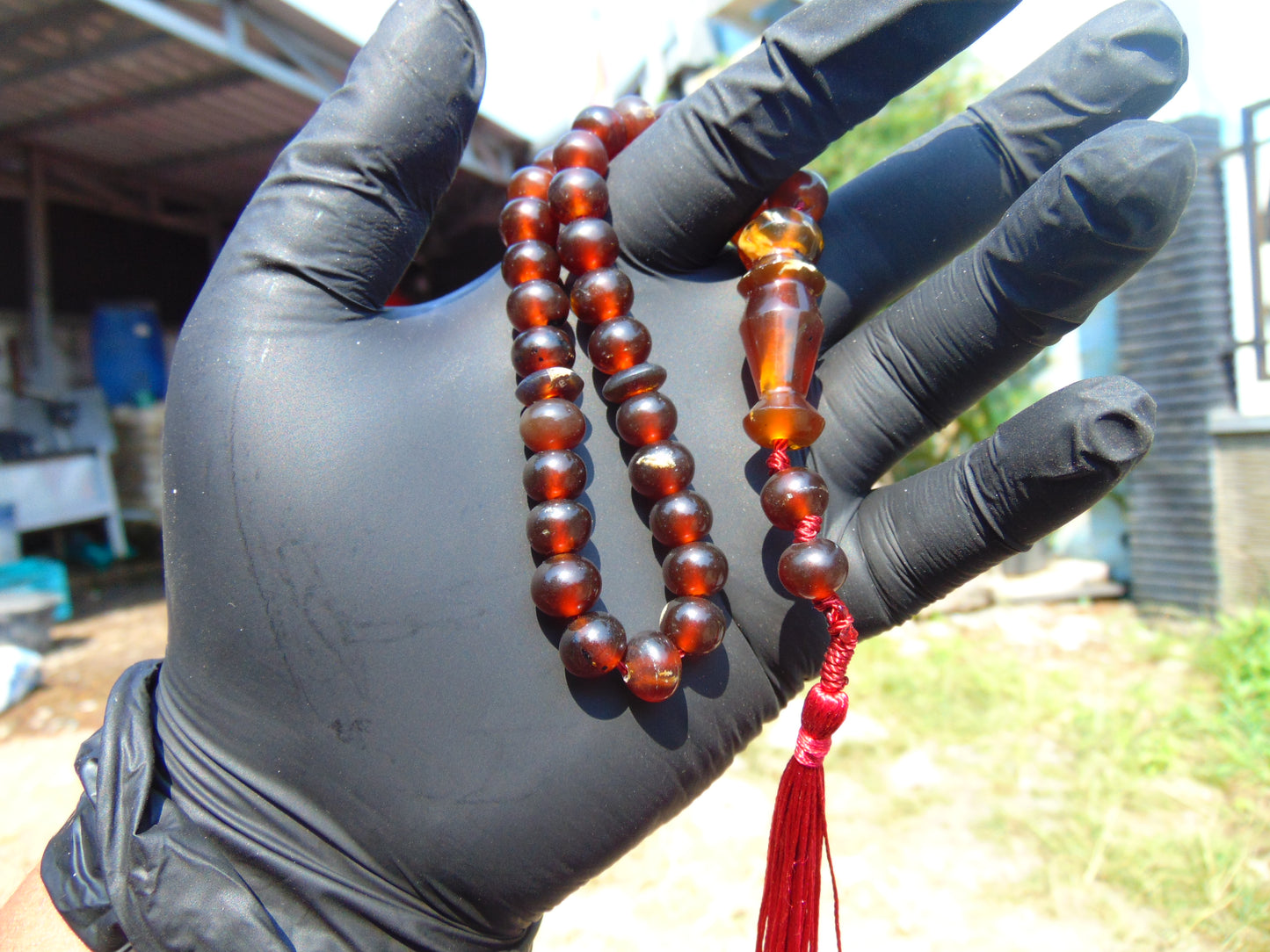 15 gr Tasbih Mesbah Rosary 33+2 Beads 8 mm Indonesian Red Amber for Healing 26RF19