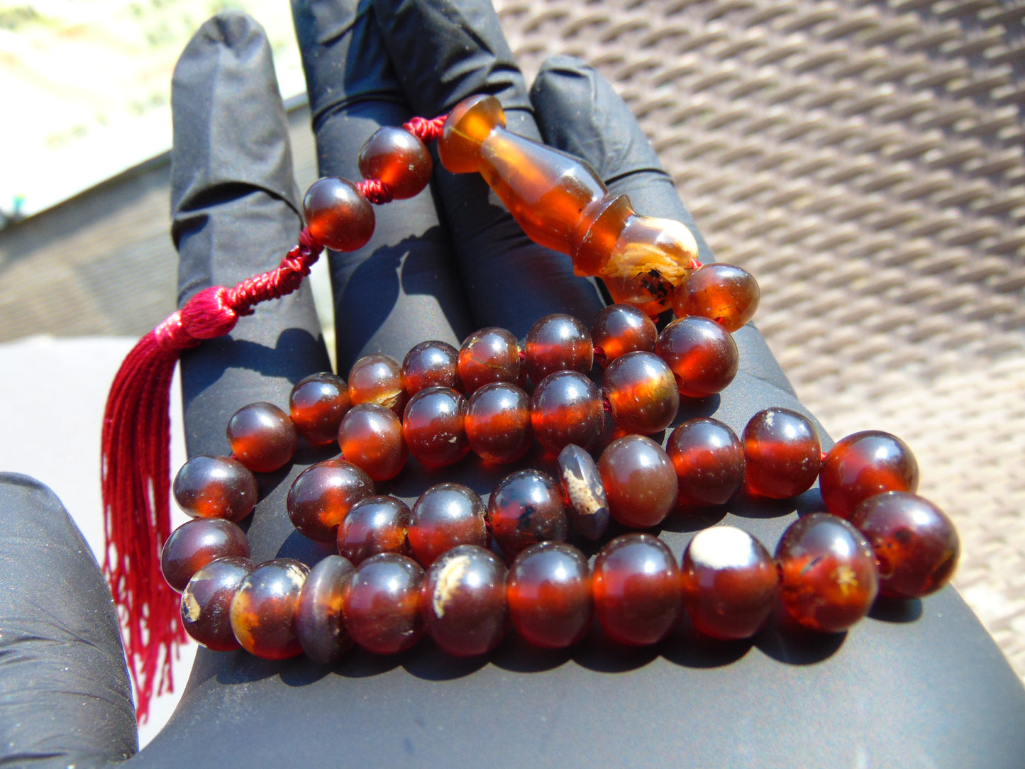 15 gr Tasbih Mesbah Rosary 33+2 Beads 8 mm Indonesian Red Amber for Healing 26RF19