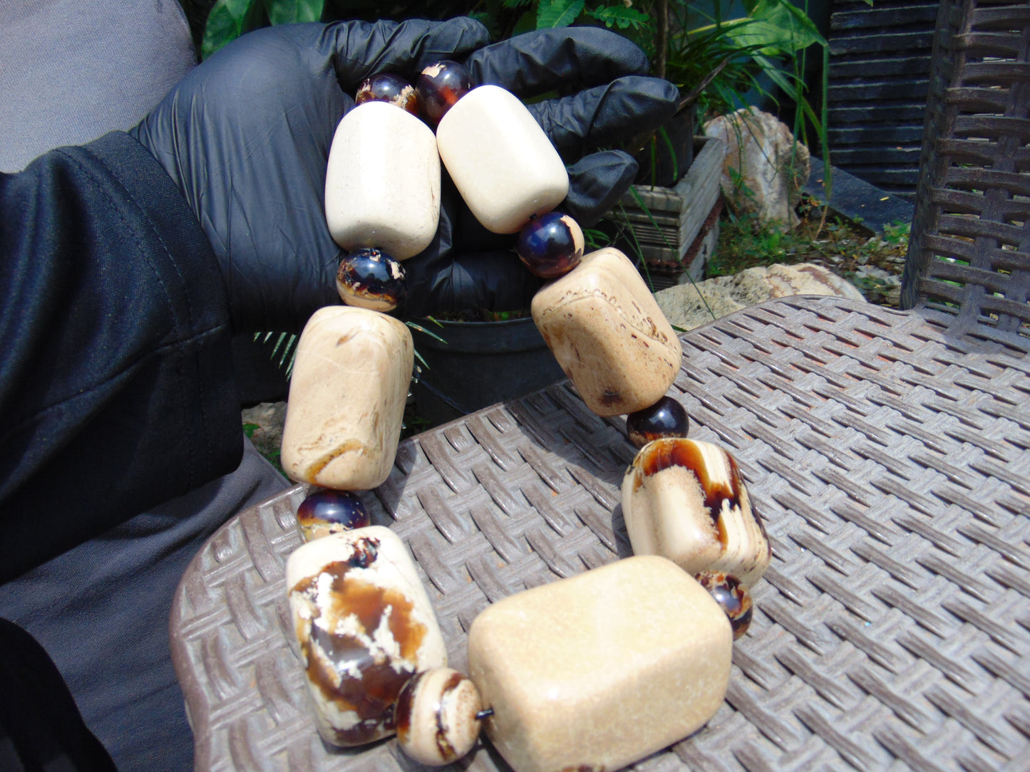 314 gr 15 beads Big Necklace Indonesian white Amber for Healing AWKK2