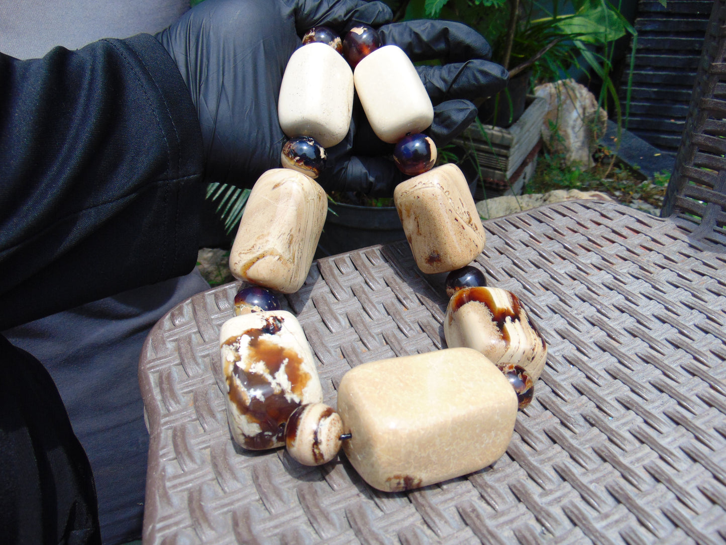 314 gr 15 beads Big Necklace Indonesian white Amber for Healing AWKK2