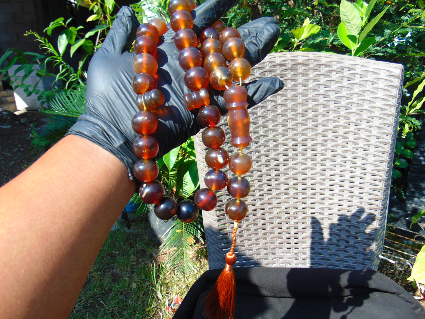 142 gr Tasbih Mesbah Rosary 33+3 Beads 19 mm Indonesian Yellow Red Amber for Healing FR31
