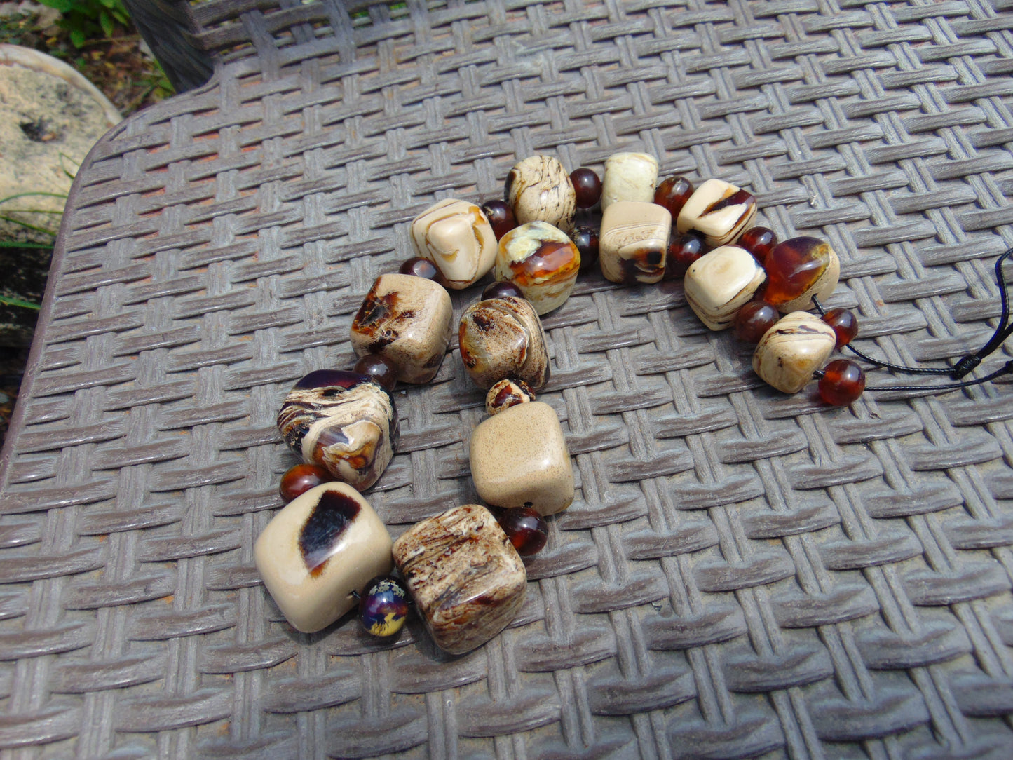 171 gr 31 beads Big Necklace Indonesian white Amber for Healing AWKK3