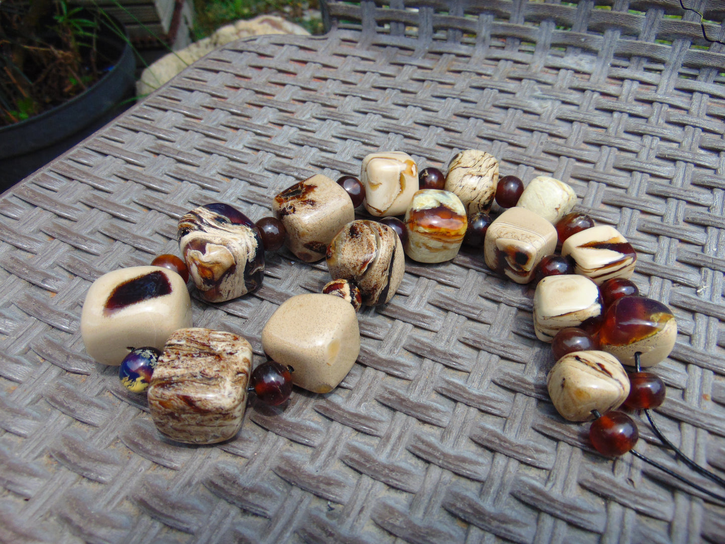 171 gr 31 beads Big Necklace Indonesian white Amber for Healing AWKK3