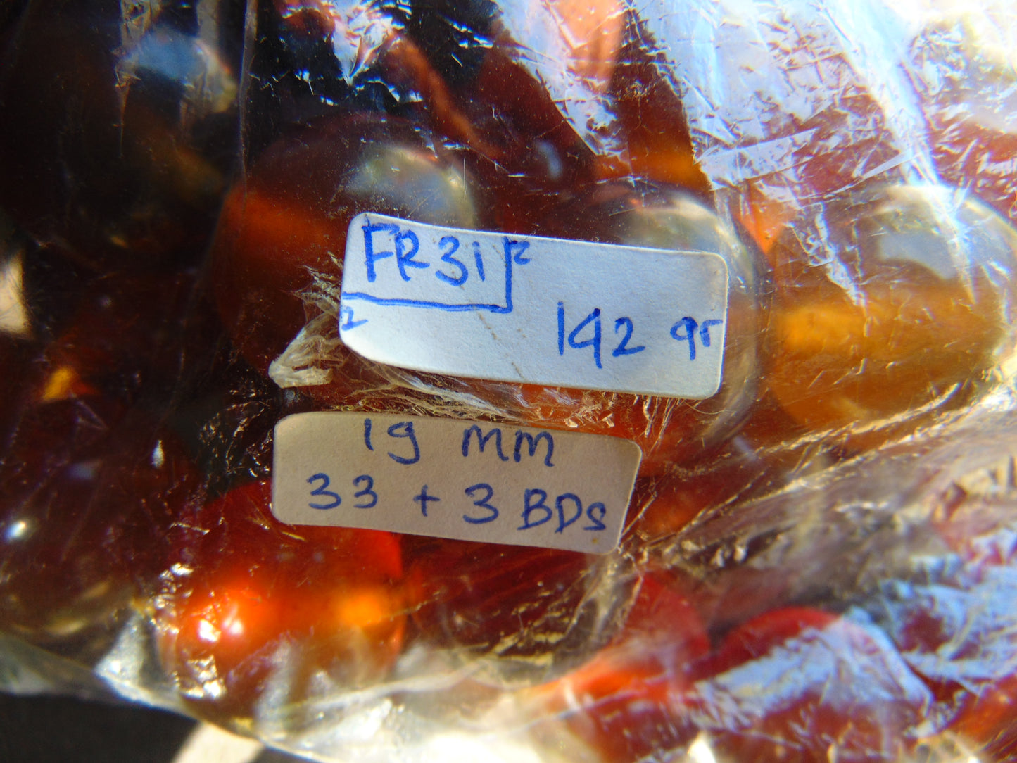 142 gr Tasbih Mesbah Rosary 33+3 Beads 19 mm Indonesian Yellow Red Amber for Healing FR31