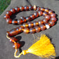 107 gr Tasbih Mesbah Rosary 33+2 Beads 18 mm Indonesian Red Yellow Bluish Amber for Healing TB17i14