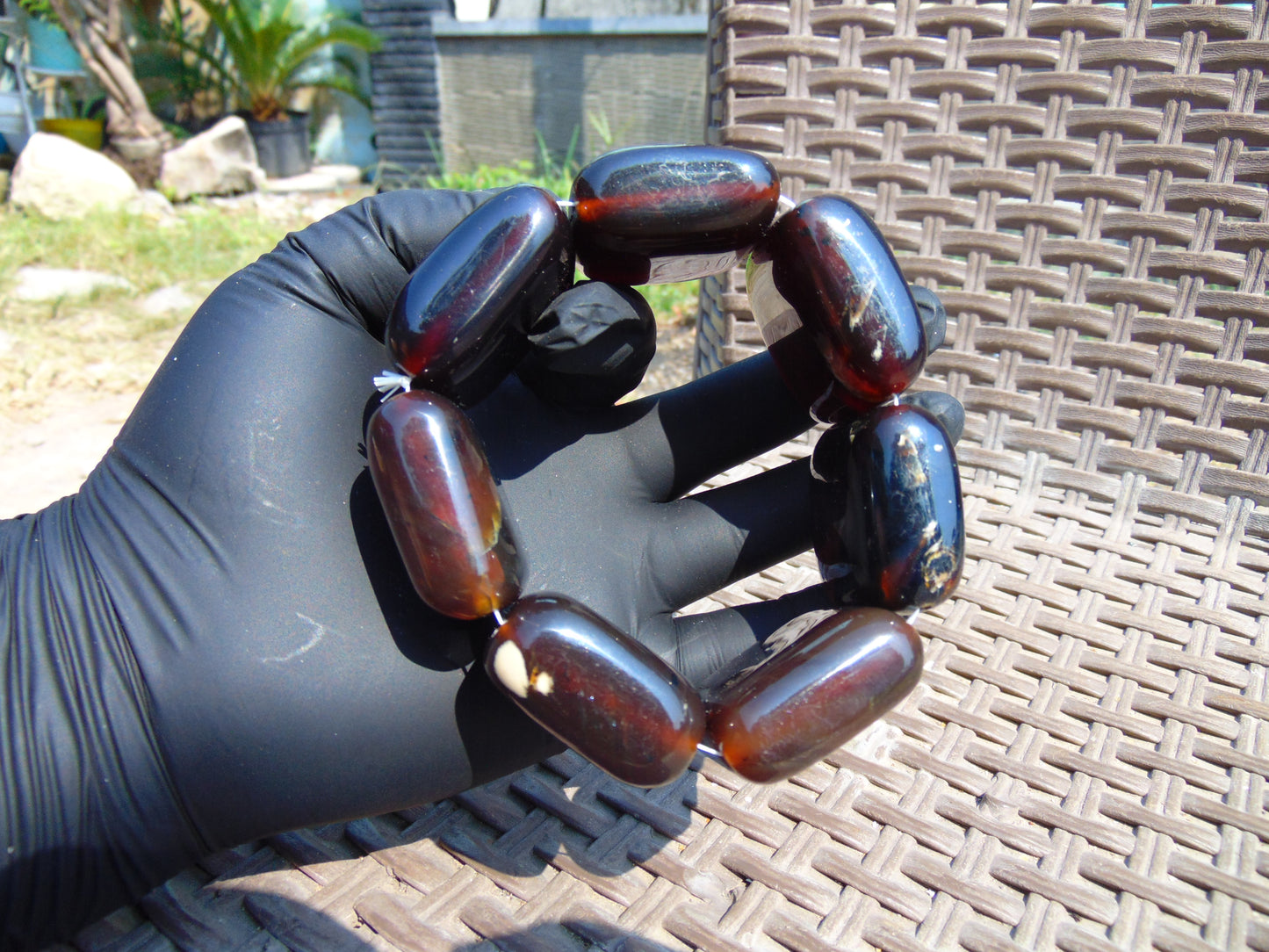 122 gr 7 Square Beads Bangle Indonesian Amber for Healing 26BE44