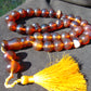 107 gr Tasbih Mesbah Rosary 33+2 Beads 18 mm Indonesian Red Yellow Bluish Amber for Healing TB17i14