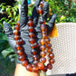 107 gr Tasbih Mesbah Rosary 33+2 Beads 18 mm Indonesian Red Yellow Bluish Amber for Healing TB17i14