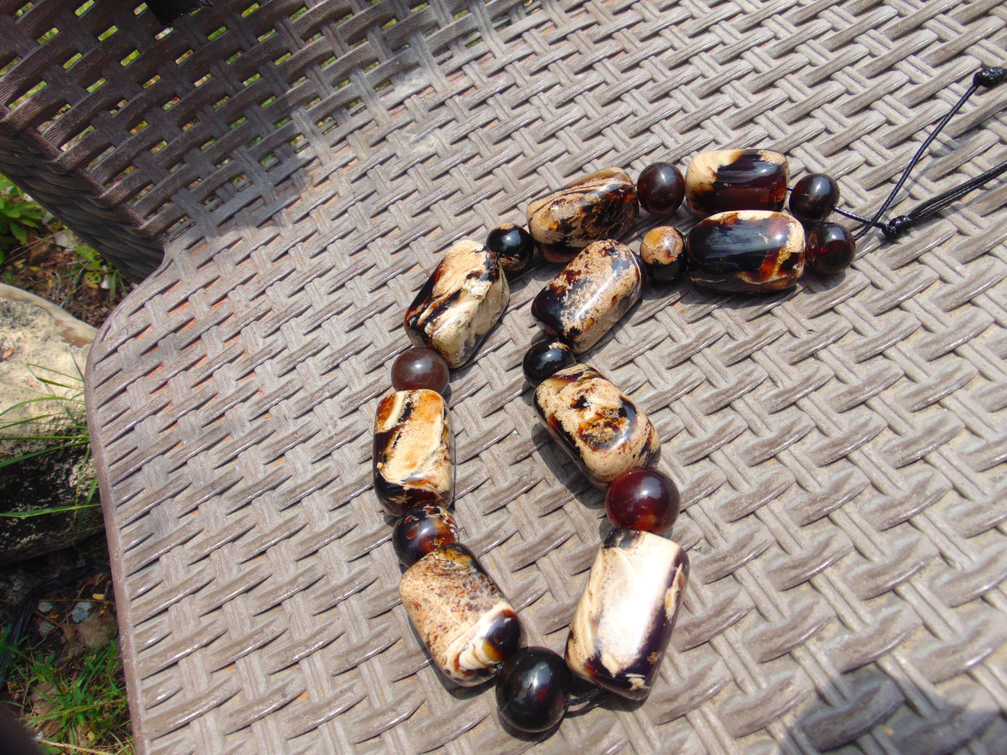 206 gr 19 beads Big Necklace Indonesian white Amber for Healing AWKK8