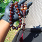 147 gr Tasbih Mesbah Rosary 33+3 Beads 19 mm Indonesian Red Amber for Healing FR28