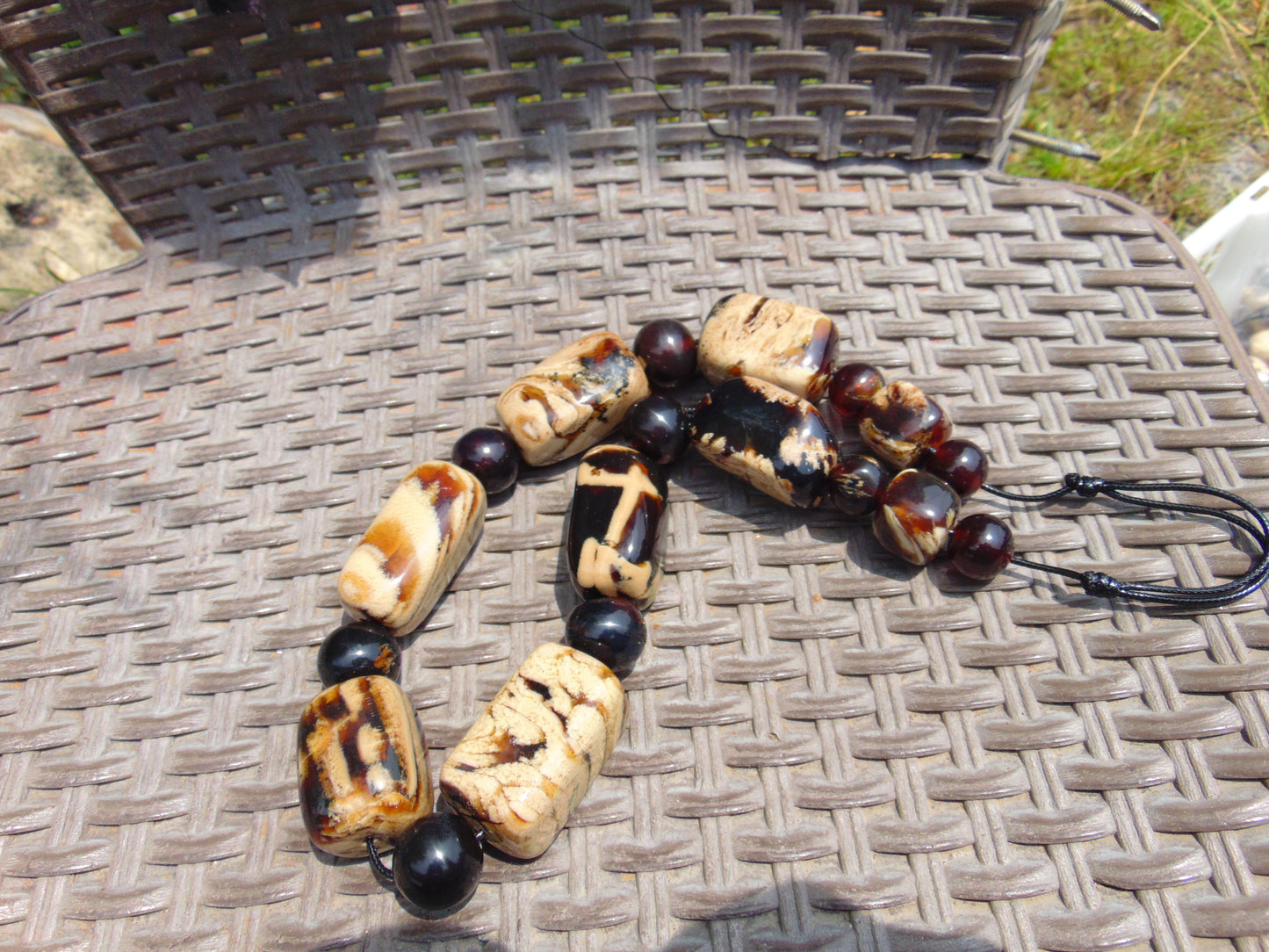 221 gr 19 beads Big Necklace Indonesian white Amber for Healing AWKK9