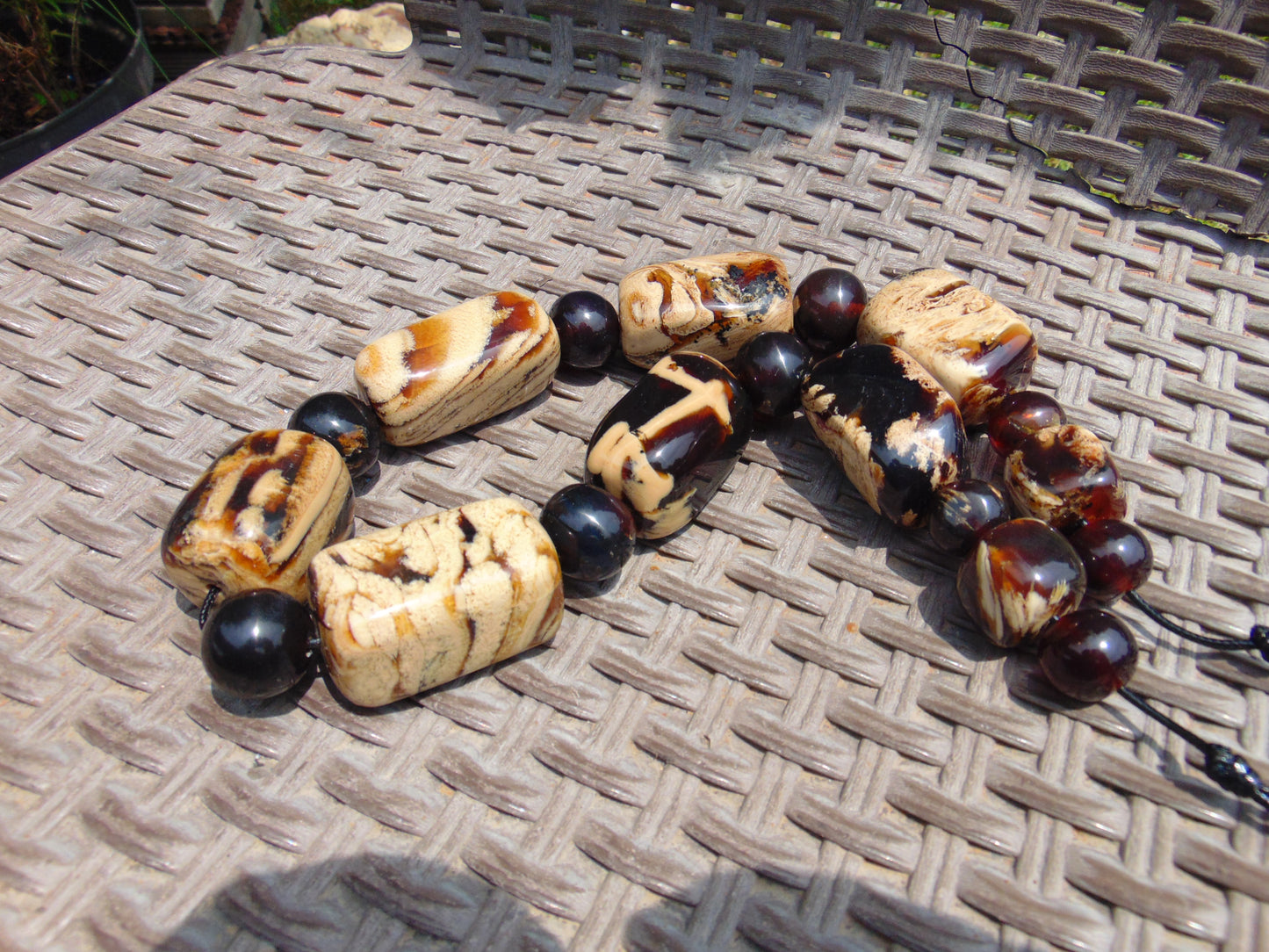 221 gr 19 beads Big Necklace Indonesian white Amber for Healing AWKK9