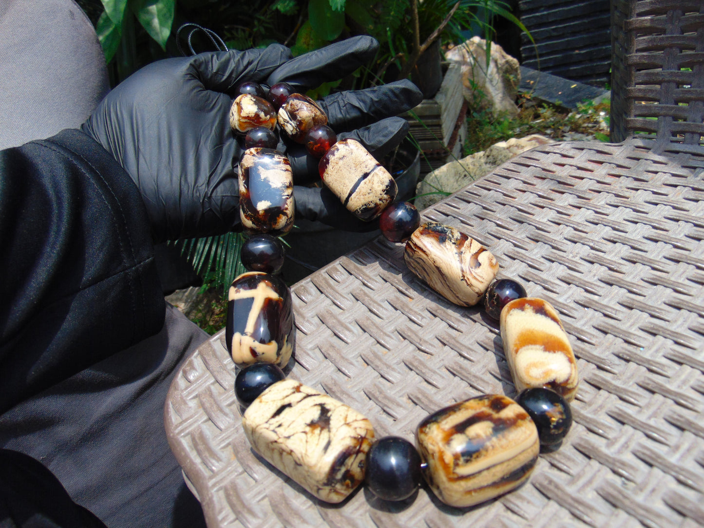221 gr 19 beads Big Necklace Indonesian white Amber for Healing AWKK9
