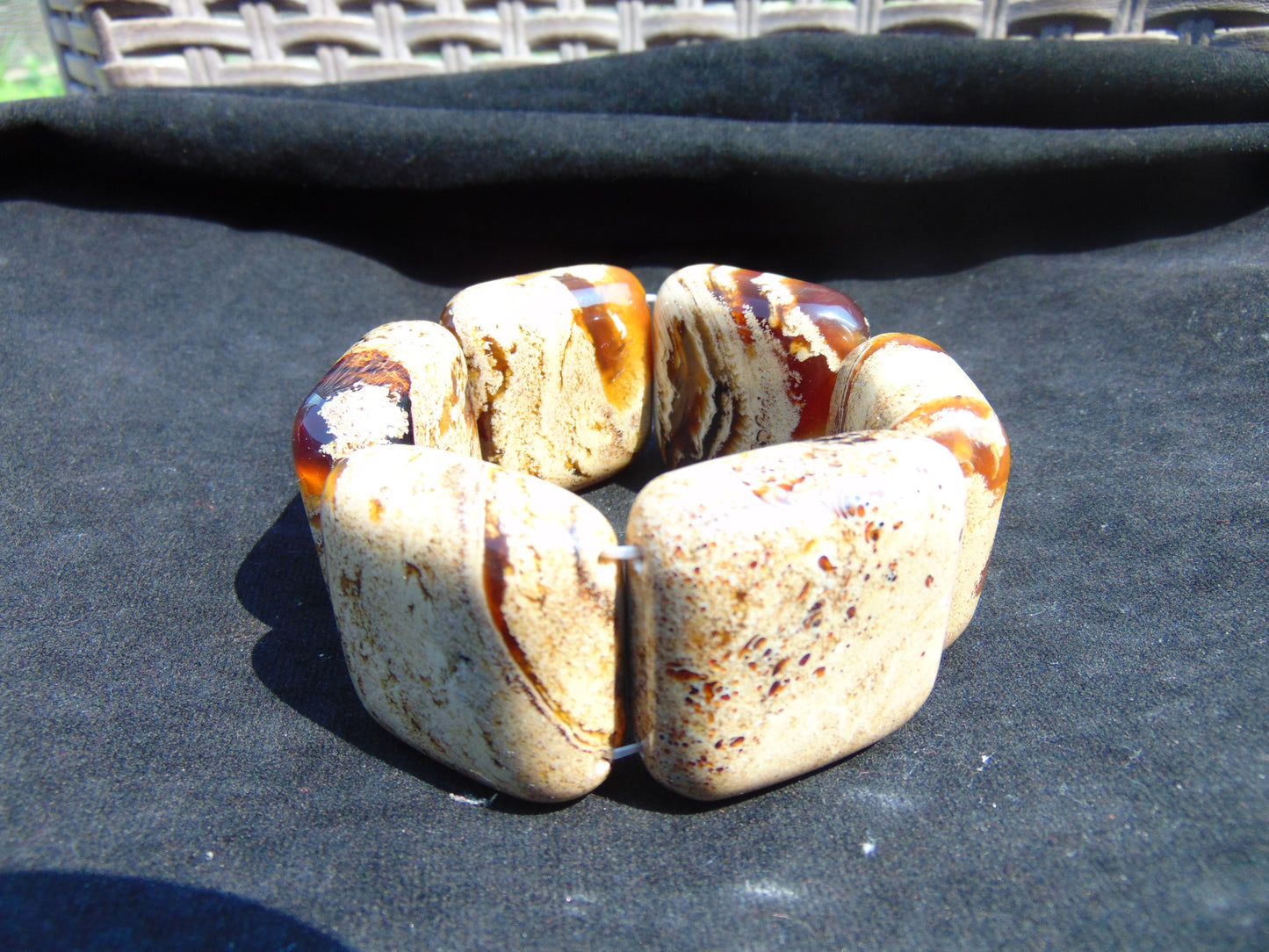100 gr 7 Square Beads Bangle Indonesian White Amber for Healing 26BE32