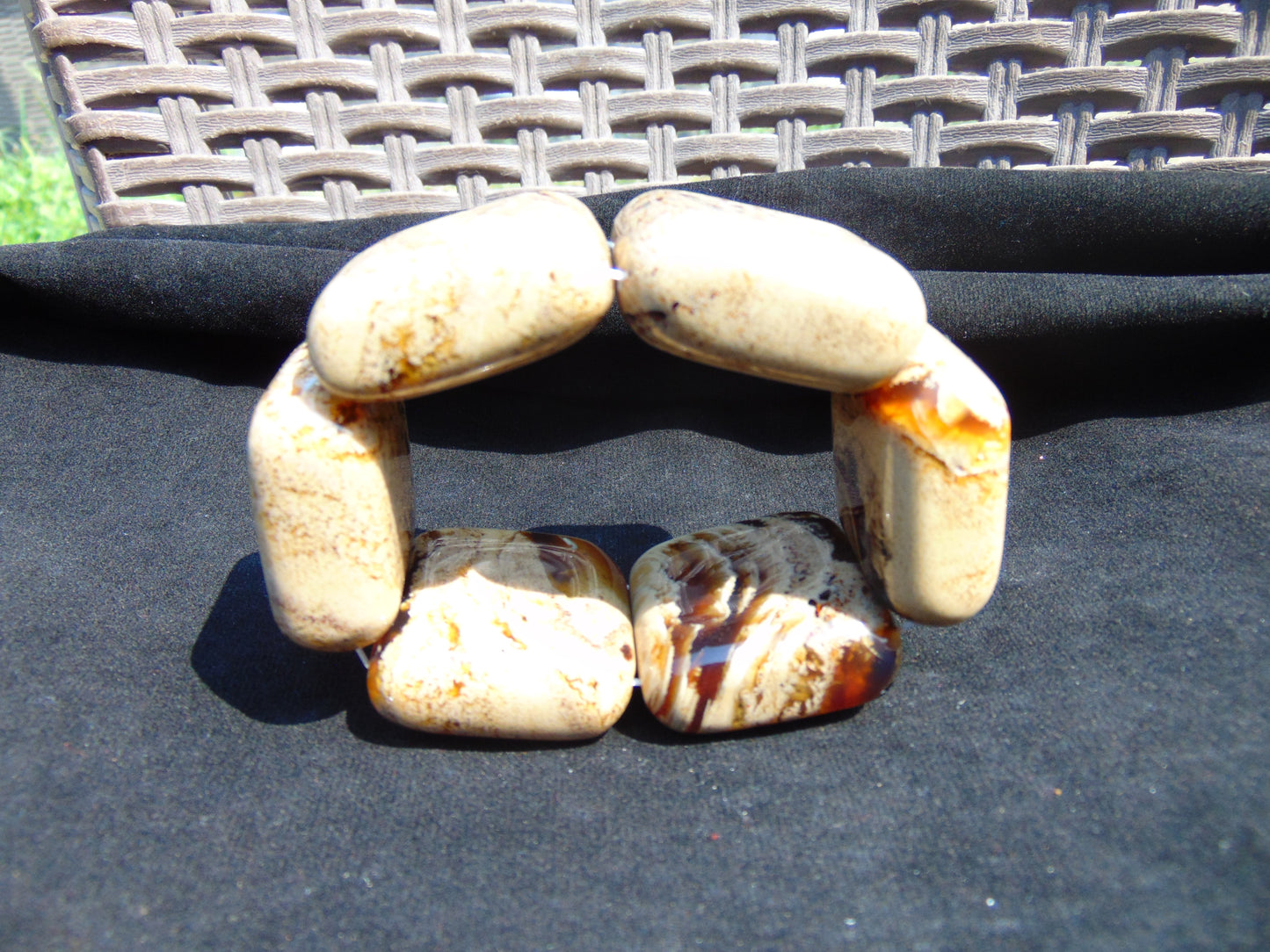 100 gr 7 Square Beads Bangle Indonesian White Amber for Healing 26BE32