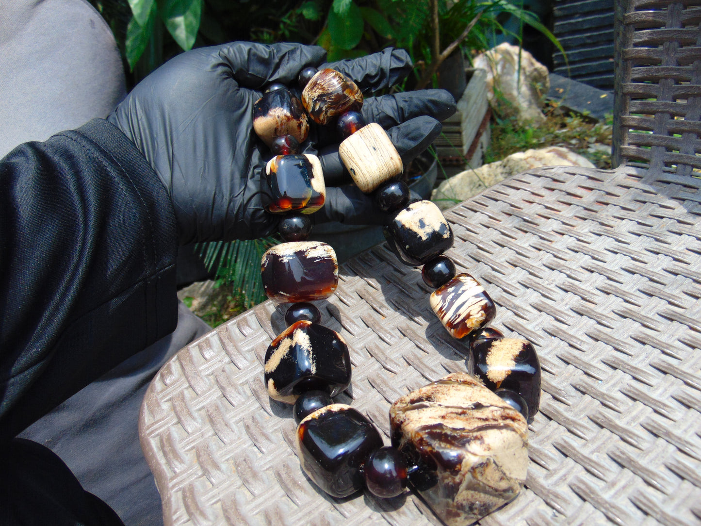230 gr 23 beads Big Necklace Indonesian red white Amber for Healing AWKK1