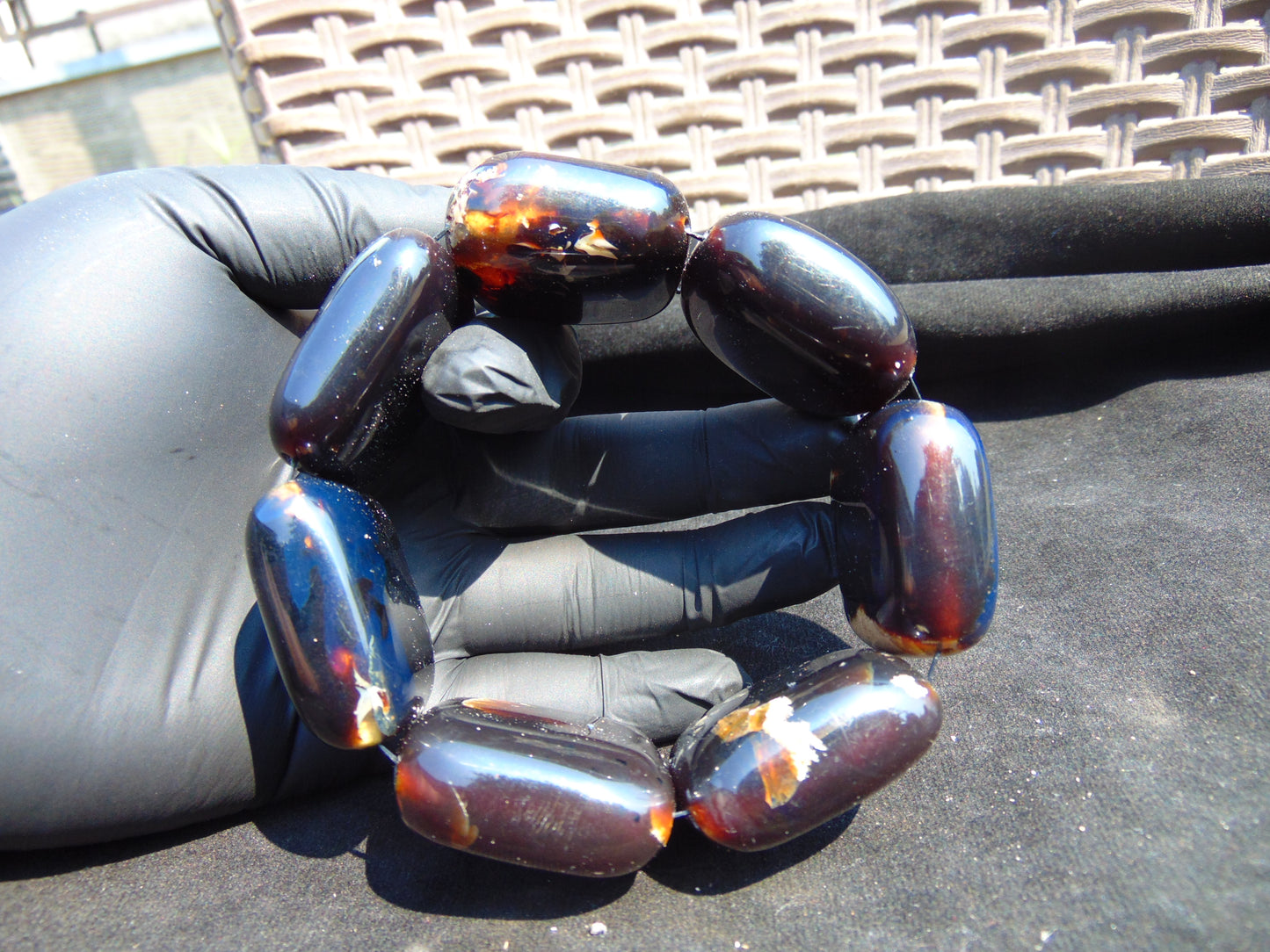100 gr 7 Square Beads Bangle Indonesian Amber for Healing A7G43