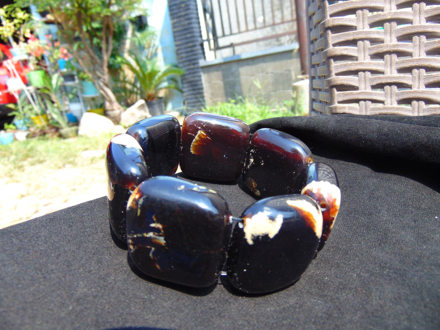 100 gr 7 Square Beads Bangle Indonesian Amber for Healing A7G43