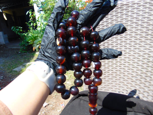 147 gr Tasbih Mesbah Rosary 33+3 Beads 19 mm Indonesian Black Amber for Healing FR30