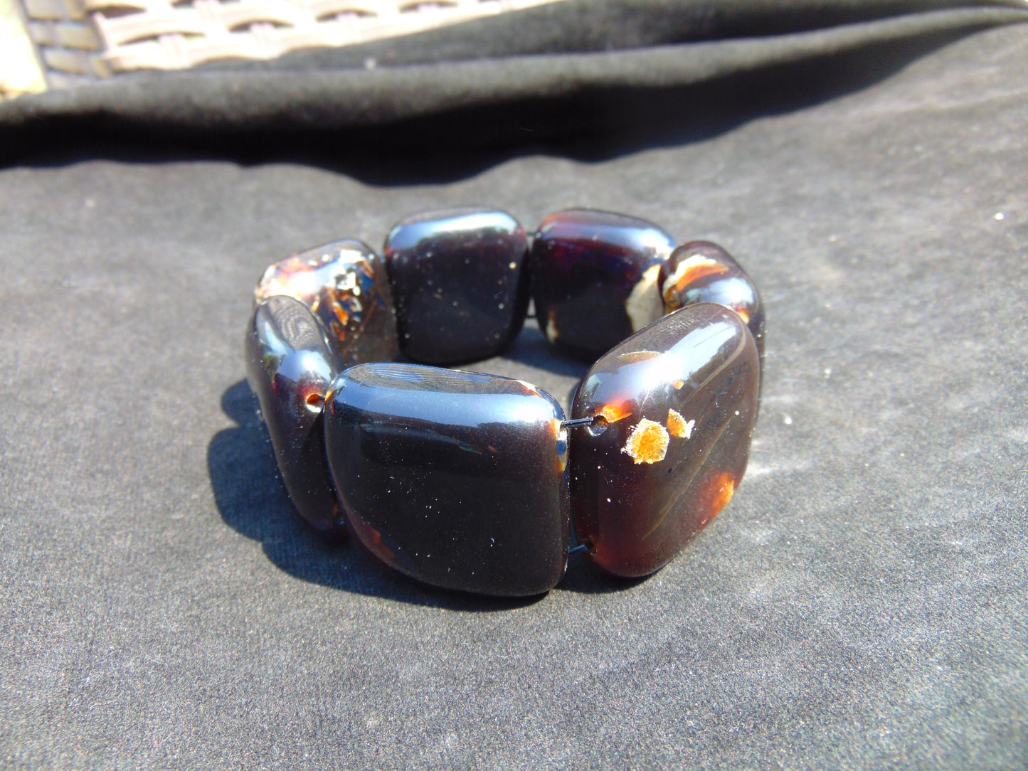100 gr 7 Square Beads Bangle Indonesian Amber for Healing A7G43