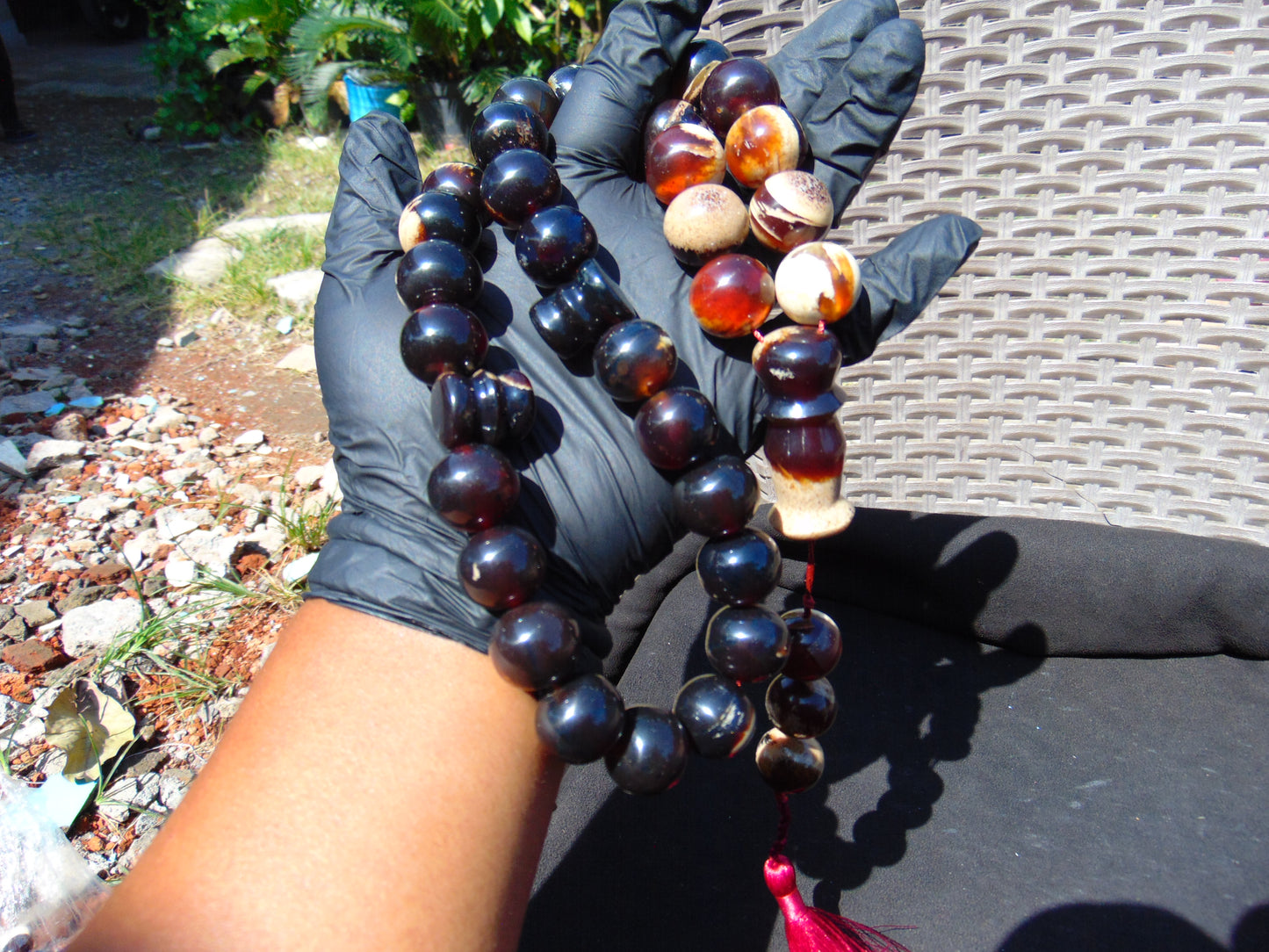 65 gr Tasbih Mesbah Rosary 33+3 Beads 19 mm Indonesian Dark White Amber for Healing