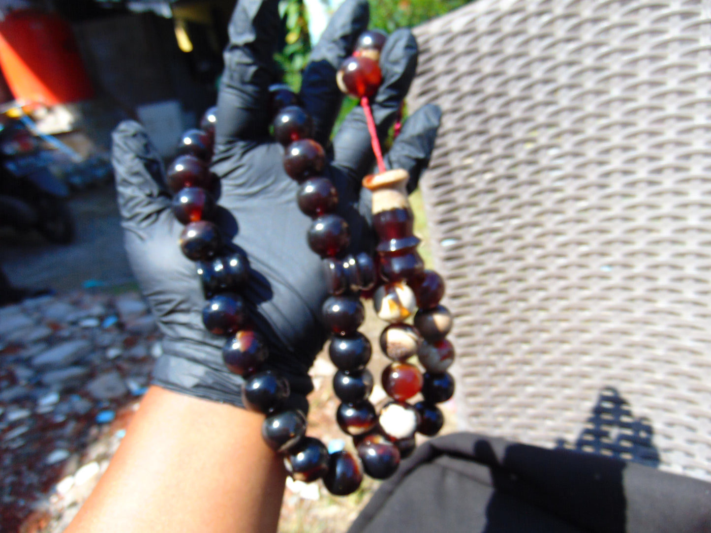 65 gr Tasbih Mesbah Rosary 33+3 Beads 19 mm Indonesian Dark White Amber for Healing