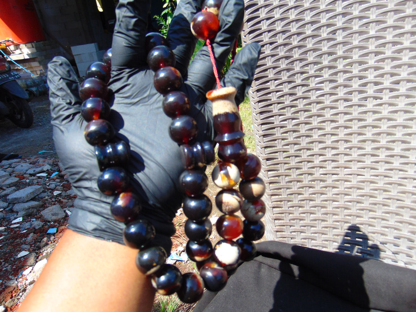 65 gr Tasbih Mesbah Rosary 33+3 Beads 19 mm Indonesian Dark White Amber for Healing