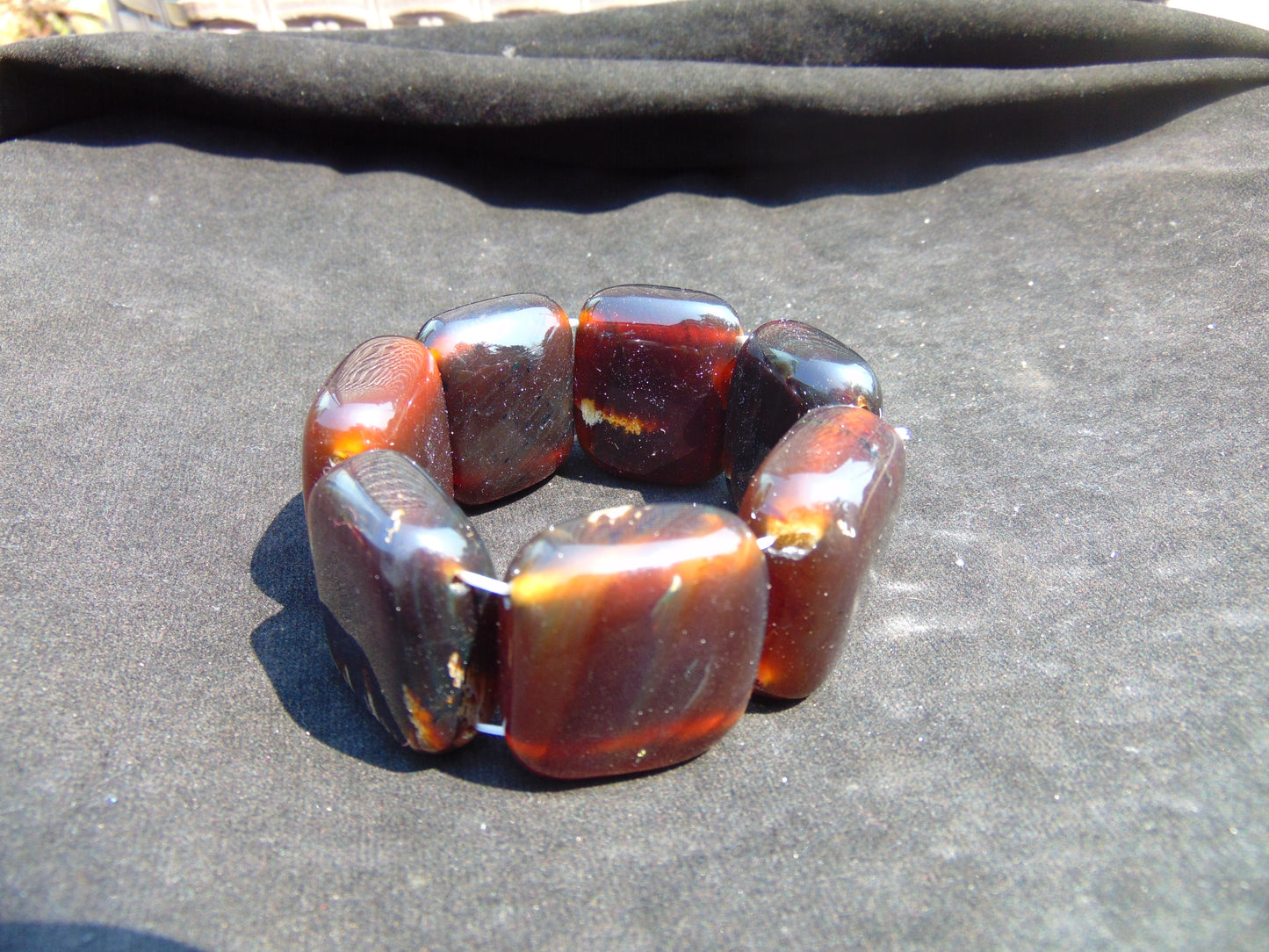 89 gr 7 Square Beads Bangle Indonesian Amber for Healing 26BE41