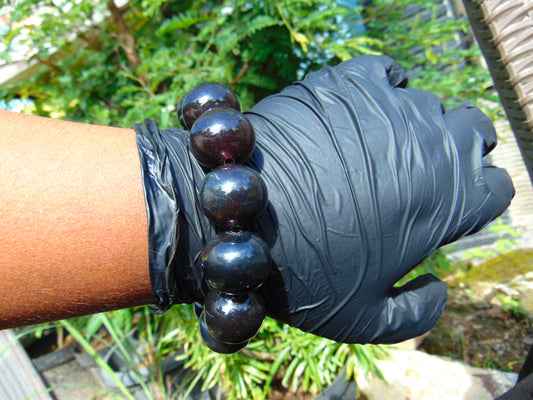 56 gram 12 Beads Mala Bracelet Indonesian Dark Red Amber 20 mm for Healing G20B24