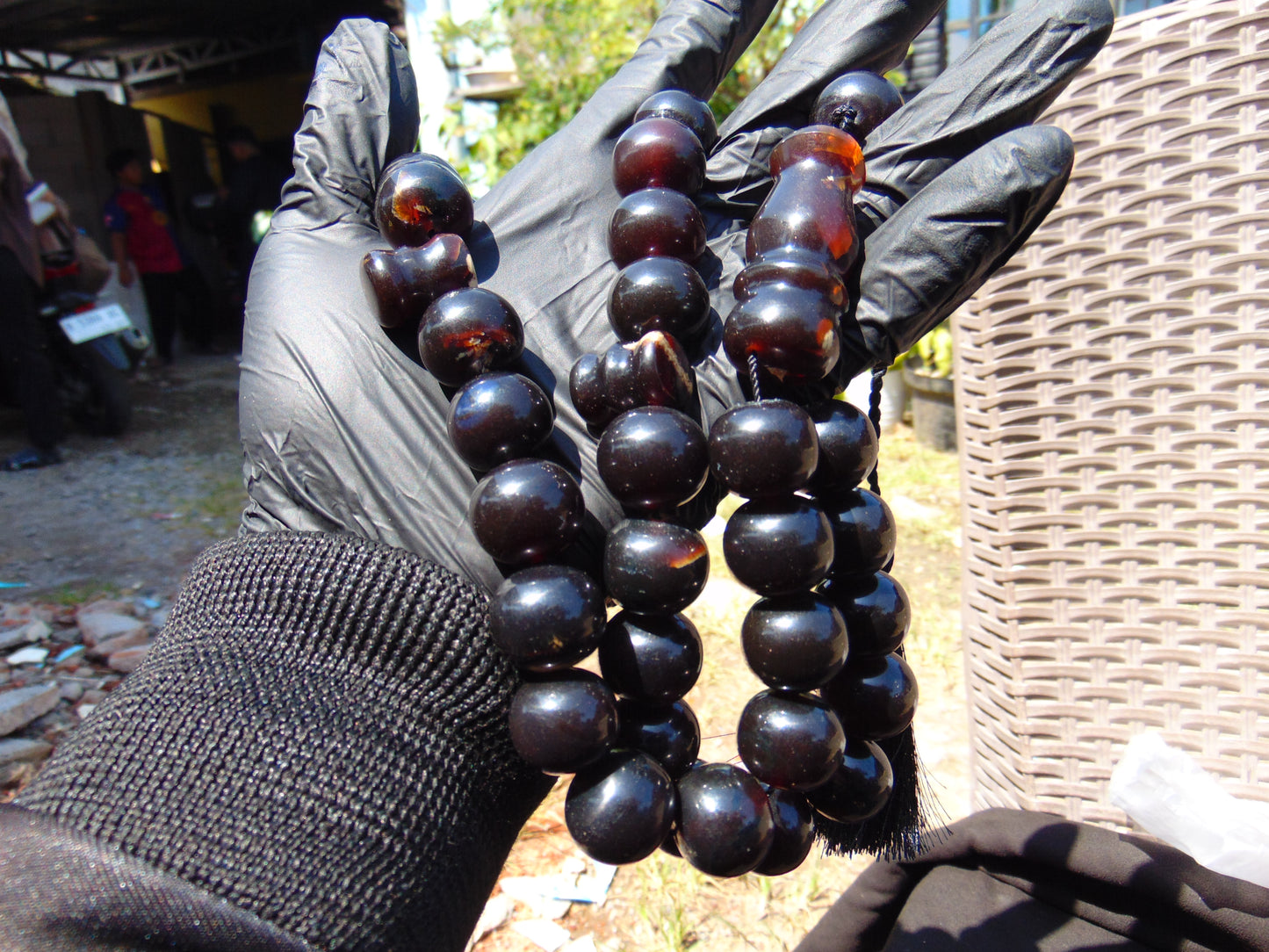 149 gr Tasbih Mesbah Rosary 33+3 Beads 19 mm Indonesian Black Amber for Healing BB1A