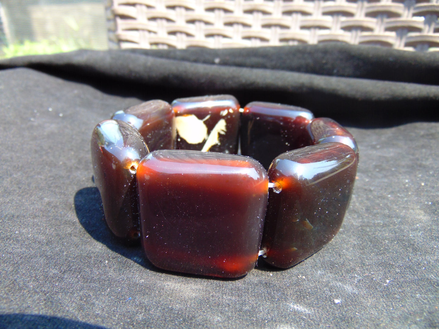 116 gr 7 Square Beads Bangle Indonesian Amber for Healing 26BE45