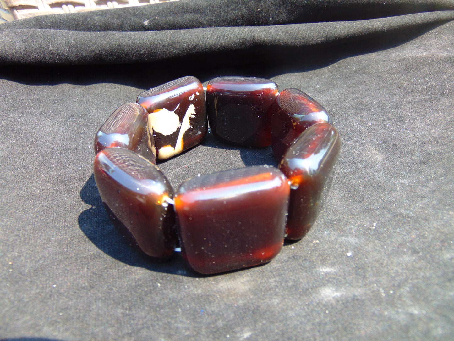 116 gr 7 Square Beads Bangle Indonesian Amber for Healing 26BE45