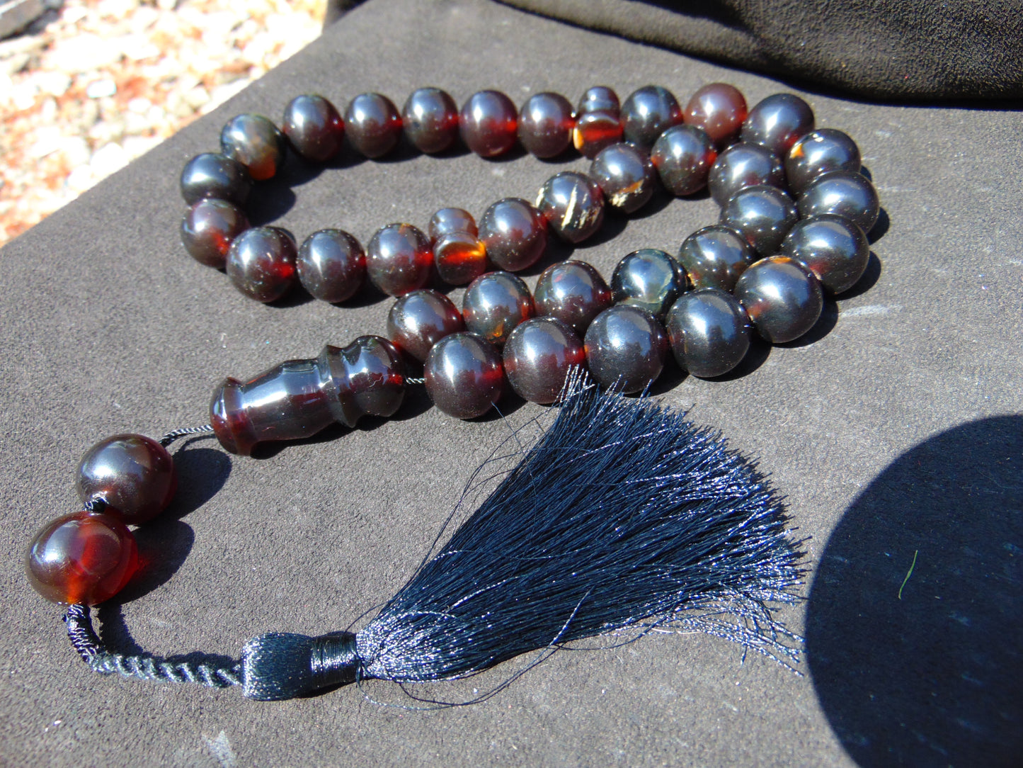 136 gr Tasbih Mesbah Rosary 35 Beads 18 mm Indonesian Black Amber for Healing TB18i2