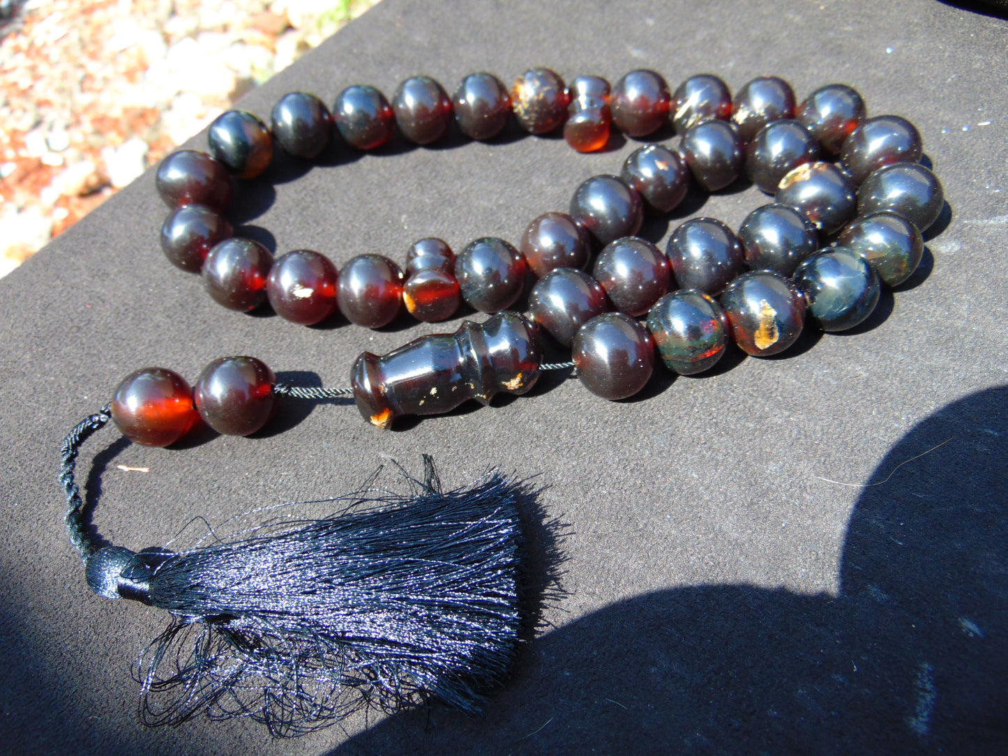 136 gr Tasbih Mesbah Rosary 35 Beads 18 mm Indonesian Black Amber for Healing TB18i2