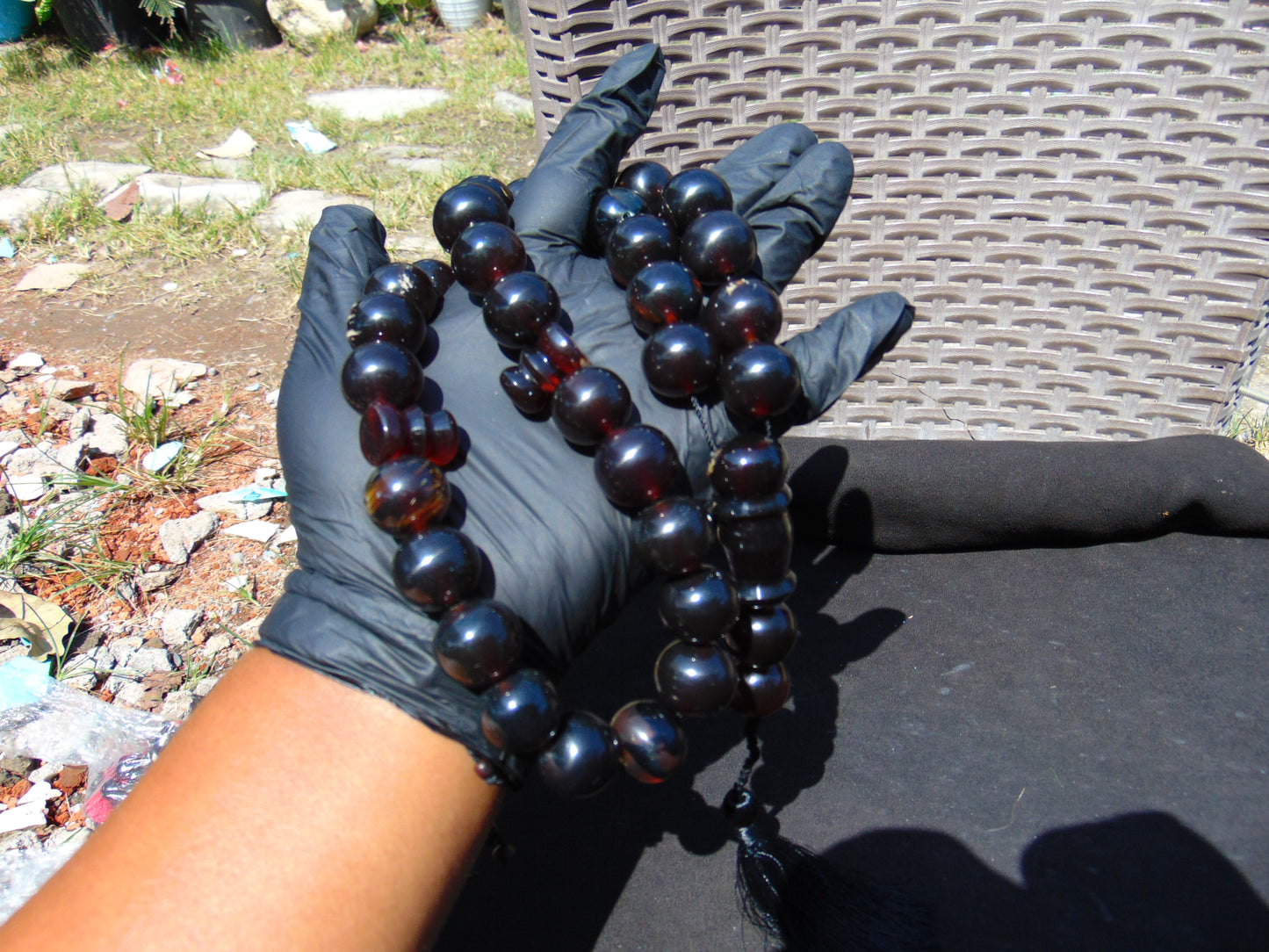 136 gr Tasbih Mesbah Rosary 35 Beads 18 mm Indonesian Black Amber for Healing TB18i2