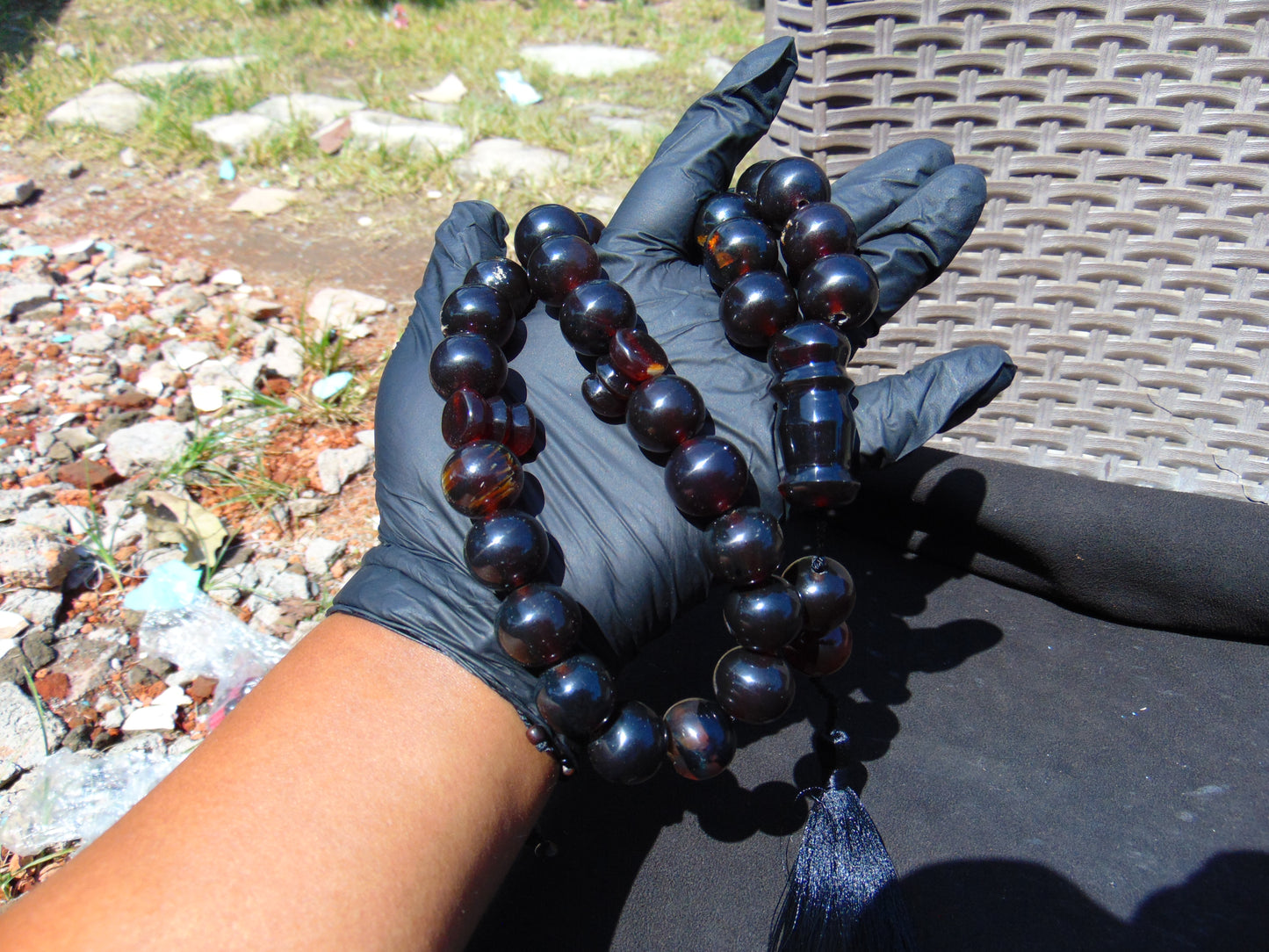 136 gr Tasbih Mesbah Rosary 35 Beads 18 mm Indonesian Black Amber for Healing TB18i2