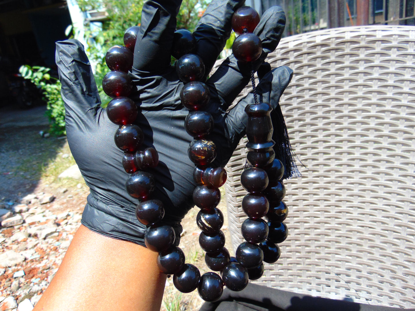 136 gr Tasbih Mesbah Rosary 35 Beads 18 mm Indonesian Black Amber for Healing TB18i2