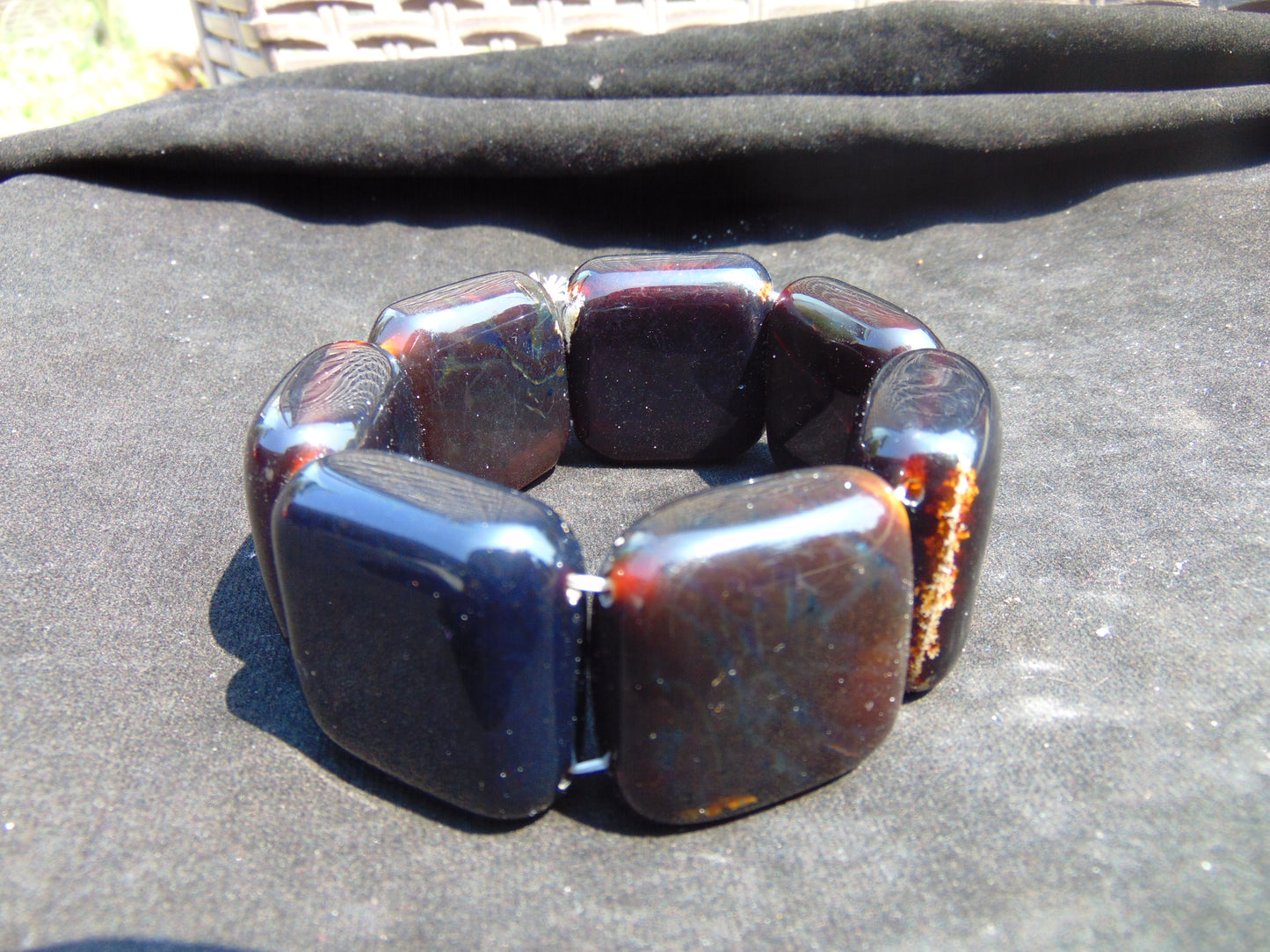 117 gr 7 Square Beads Bangle Indonesian Amber for Healing 26BE43
